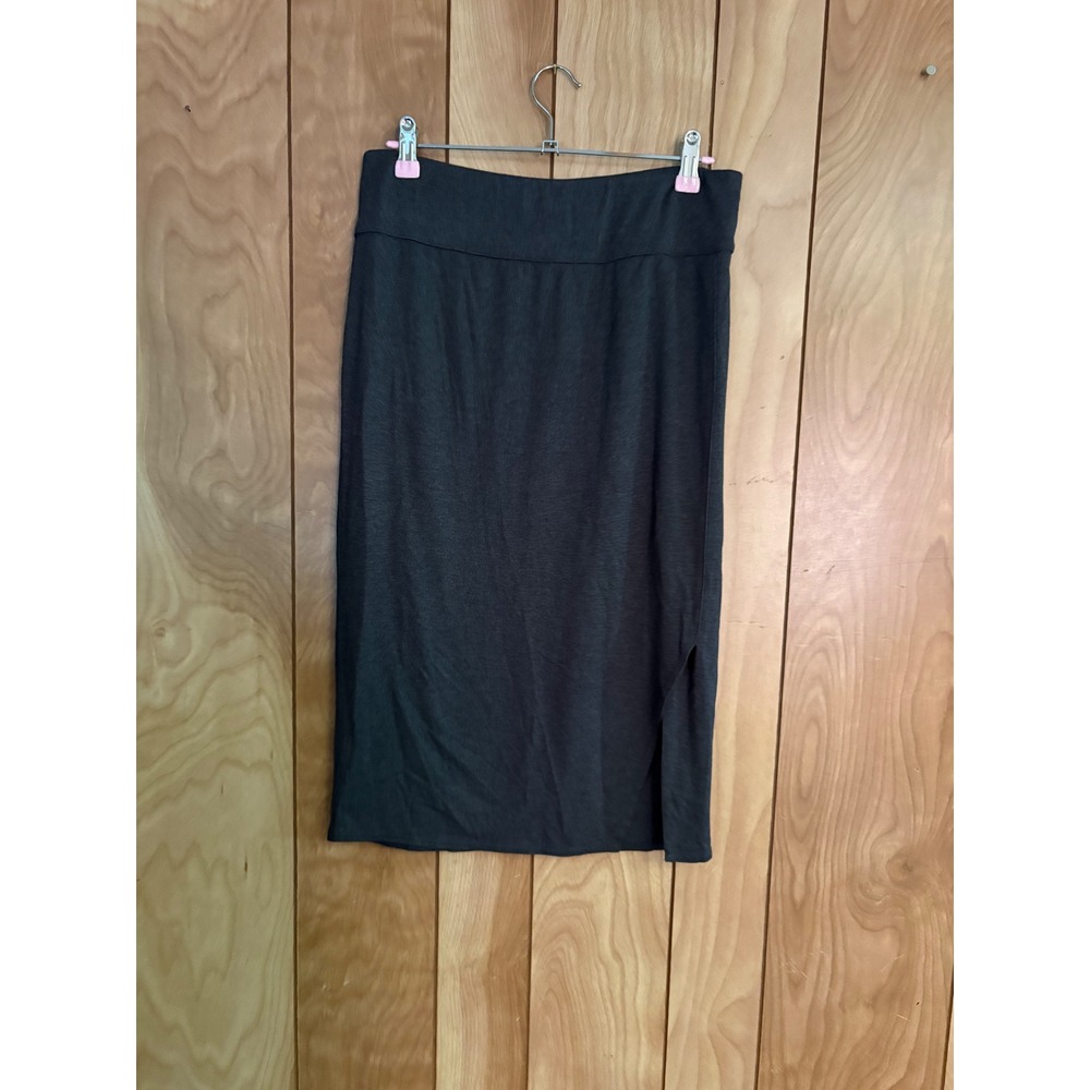 LOFT Outlet Lounge Gray Marl Jersey Knit Midi Skirt Side‎ Slit Small Womens